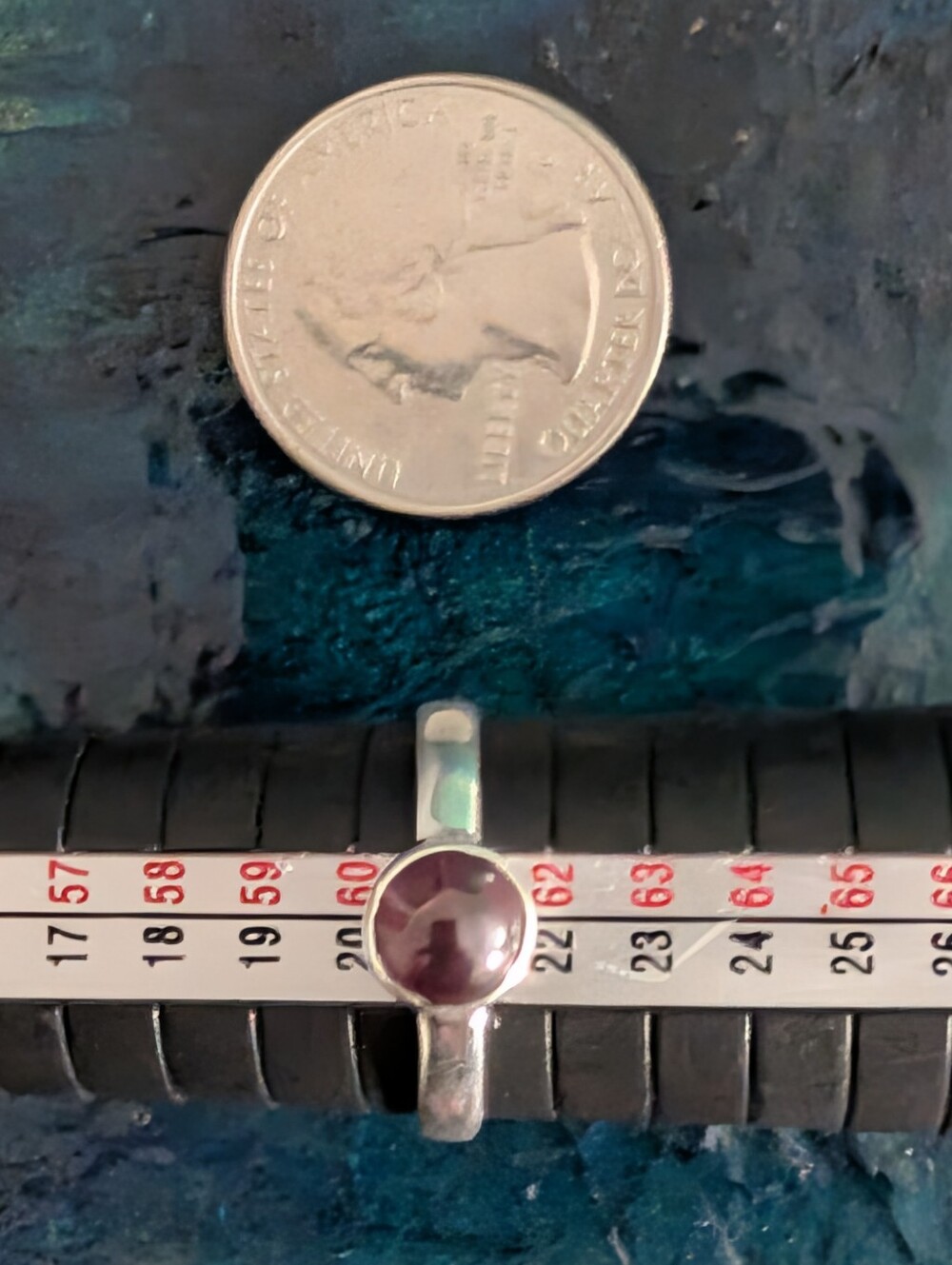 Genuine Garnet Solid Sterling Silver Ring Size 9.5 - Picture 7 of 12